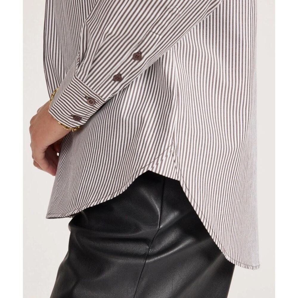 Brochu Walker Everyday Shirt Brown Flint Stripe Premium Touch Quiet Luxury Sz M - Picture 3 of 13